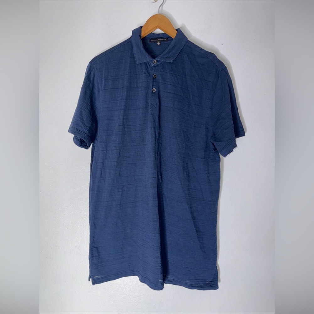 robert barakett Large Navy Blue Short Sleeve‎ Polo Cotton Shirt